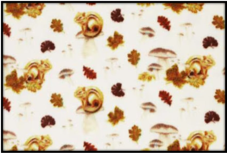 CHIPMUNKS & MUSHROOMS ON WHITE (Custom Plush - 2 sleeves)