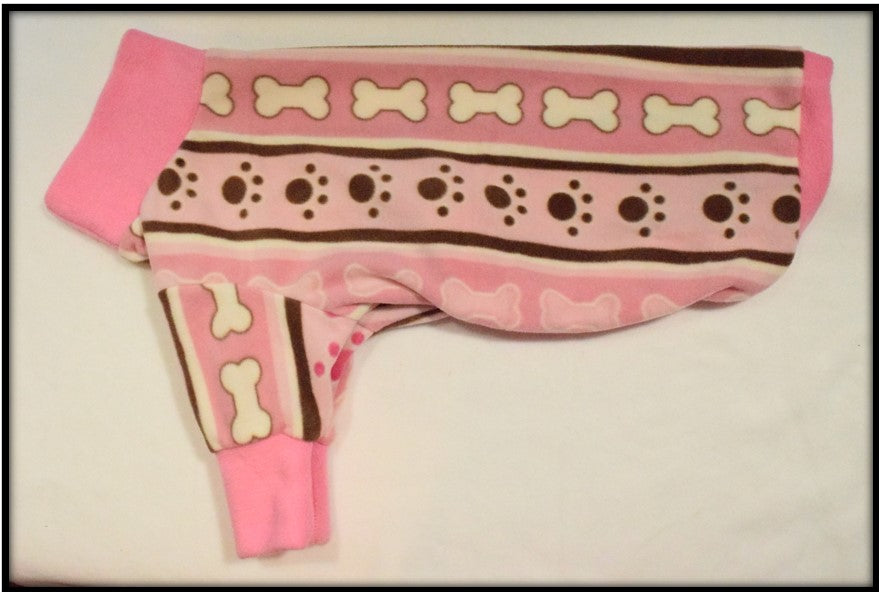 DM PAW PRINT BONE STRIPES PINK (Anti Pill)