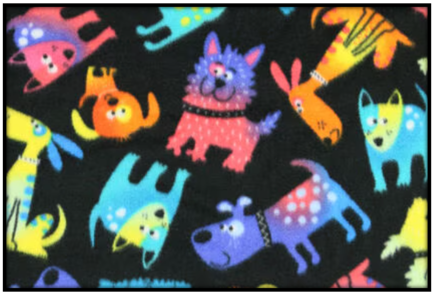 MULTICOLOR RAINBOW DOGS ON BLACK (Custom Plush)