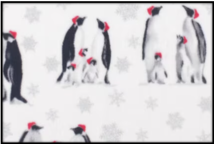 PENGUINS & SNOWFLAKES ON WHITE (Plush 2 sleeves)