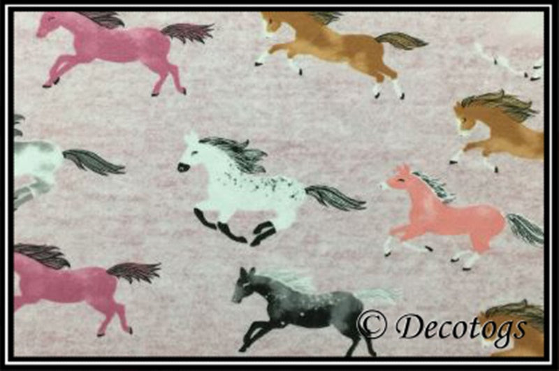 KNIT DOODLES PINK HEATHER HORSES (Custom Summer Weight - Crew Neck)