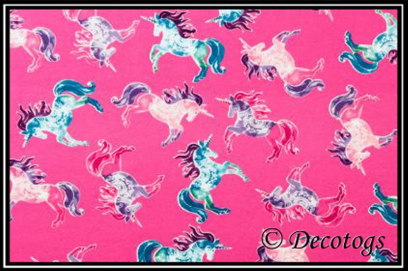 KNIT DOODLES PINK PRANCING UNICORNS (Custom Summer Weight - Crew Neck)