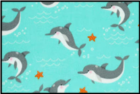 DOLPHINS ON SEA FOAM BLUE (Custom Plush)