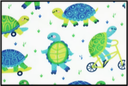 GREEN TURTLES ON BIKES (Plush 2 sleeves)