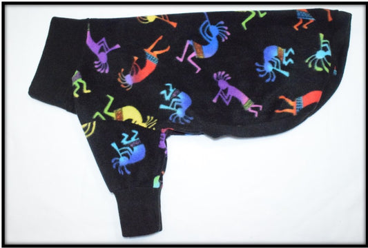 RAINBOW KOKOPELLI ON BLACK (Anti Pill 2 sleeves)