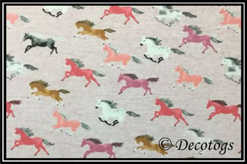 KNIT DOODLES PINK HEATHER HORSES (Custom Summer Weight - Crew Neck)