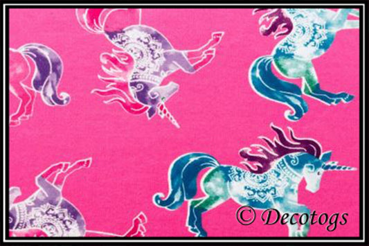 KNIT DOODLES PINK PRANCING UNICORNS (Custom Summer Weight - Crew Neck)